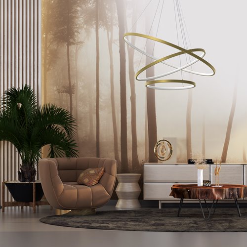 Lampa wisząca złote okręgi Golden 93W 4000K