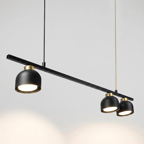 Lampa wisząca belka 90cm Kai z 3 oprawami GX53 czarno-złota