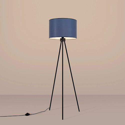 Lampa podłogowa z abażurem Nevia 1xE27 granatowa