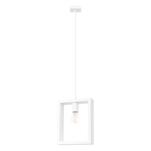 Lampa wisząca drewniana Aries 1xE27 biała