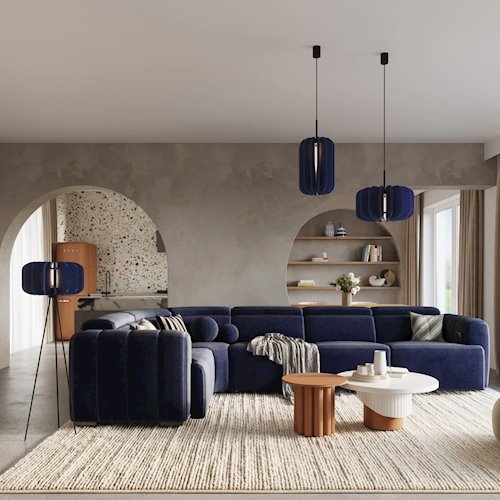 Lampa podłogowa filcowa Mula 45cm 1xE27 granatowa
