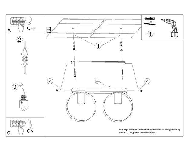 Lampa sufitowa loftowa TITRAN 2xE27 biała