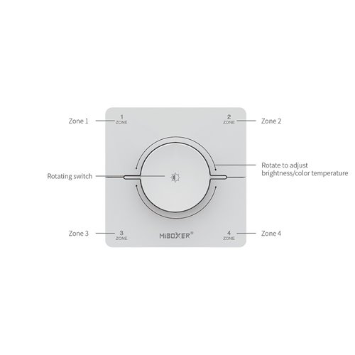 Sterownik LED Mono+CCT Mi-Light K0S biały 2xAAA - 4 strefy