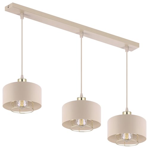 Potrójna lampa wisząca E27 Velto Loft listwa 60cm beżowa
