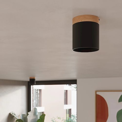 Oprawa natynkowa Rif 1xGU10 czarny/naturalne drewno