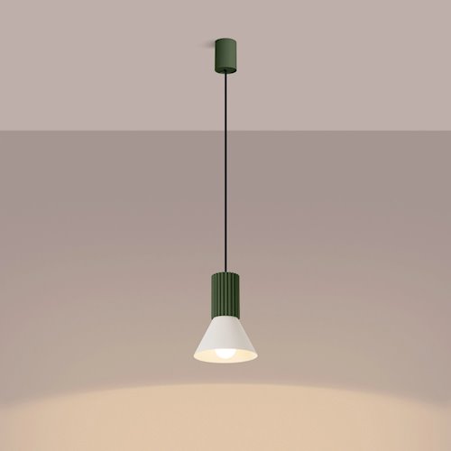 Lampa wisząca loftowa Estria 1xE14 beżowa/zielona oliwka