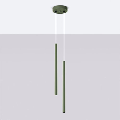 Lampa wisząca podwójna Pastelo 2xG9 okrągła zielona oliwka