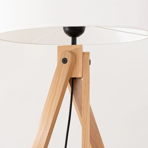 Lampa podłogowa drewniana Natt 1xE27 z białym abażurem