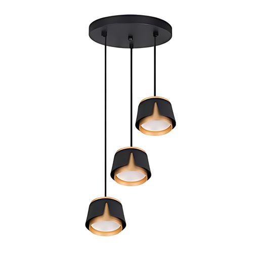Lampa wisząca potrójna GX53 czarna-złoto