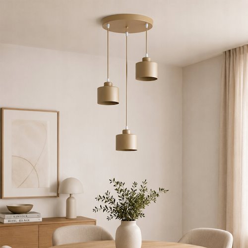Lampa wisząca Loft 3xE27 Elena okrągła beżowa