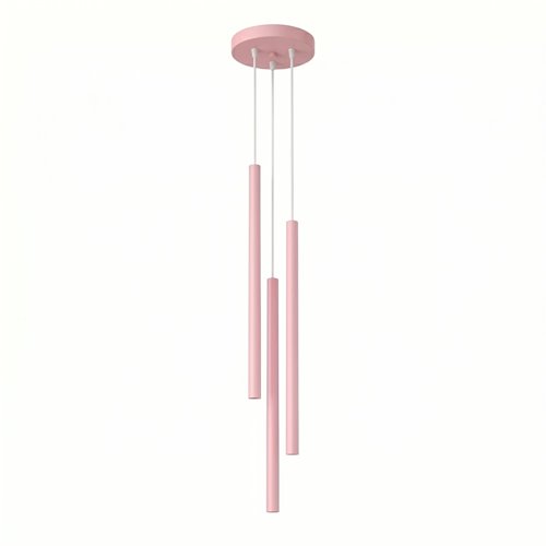 Lampa wisząca potrójna tuba Pastelo 3P 3xG9 okrągła różowa