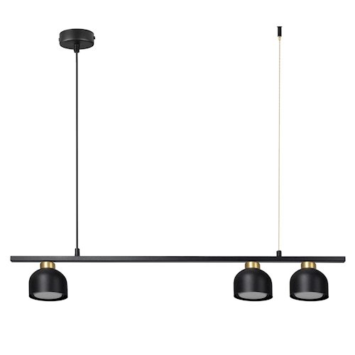 Lampa wisząca belka 90cm Kai z 3 oprawami GX53 czarno-złota