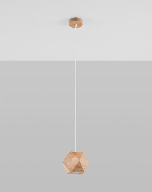 Lampa wisząca geometryczna WOODY 1xGU10 drewno