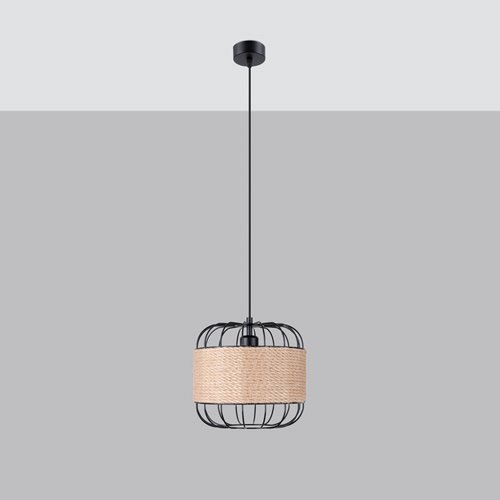 Lampa wisząca Loft FOST 1xE27 czarna ze sznurem