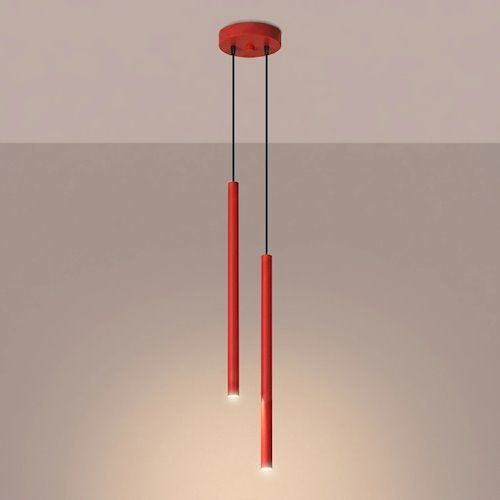 Lampa wisząca podwójna tuba Pastelo 2xG9 czerwona