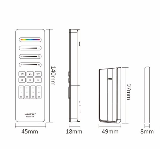 Pilot Mi Light SPI C10 biały do LED cyfrowych - 4 kanały
