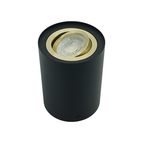 Tuba sufitowa GU10 okrągła 96x125mm czarna - złoty Ring