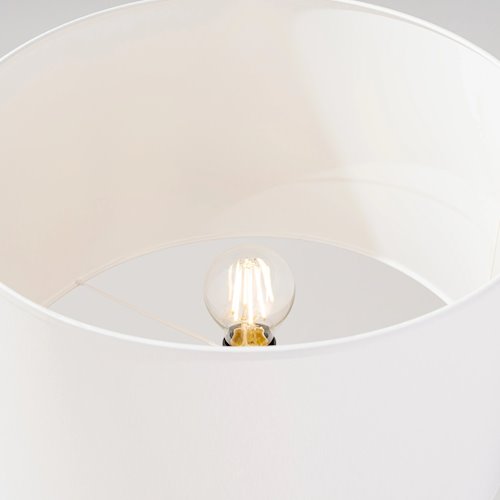 Lampa podłogowa drewniana Natt 1xE27 z białym abażurem