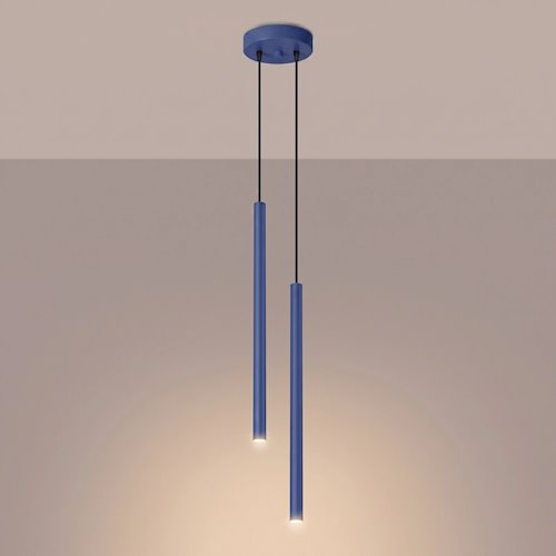 Lampa wisząca podwójna tuba Pastelo 2xG9 okrągła ultramarynowa