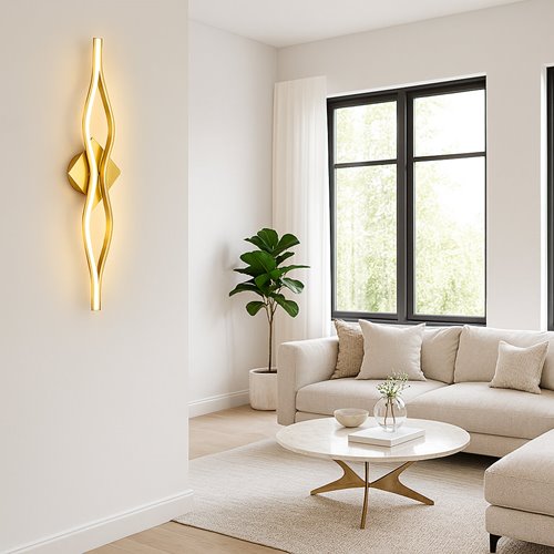 Nowoczesny kinkiet ścienny Złote Fale 22W 78cm 4000K