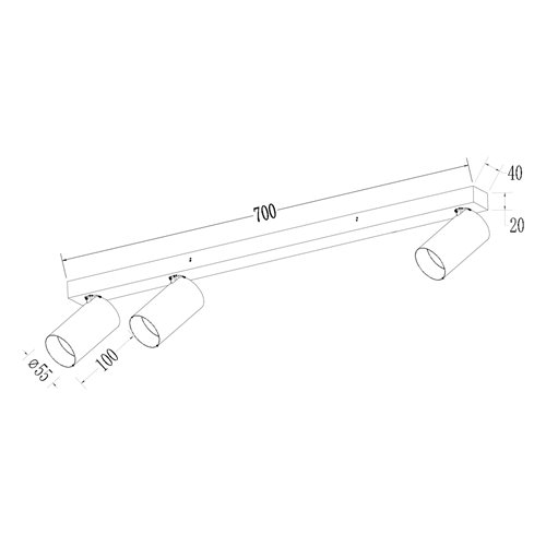 Lampa sufitowa z reflektorami Hero GU10 2+1 czarna