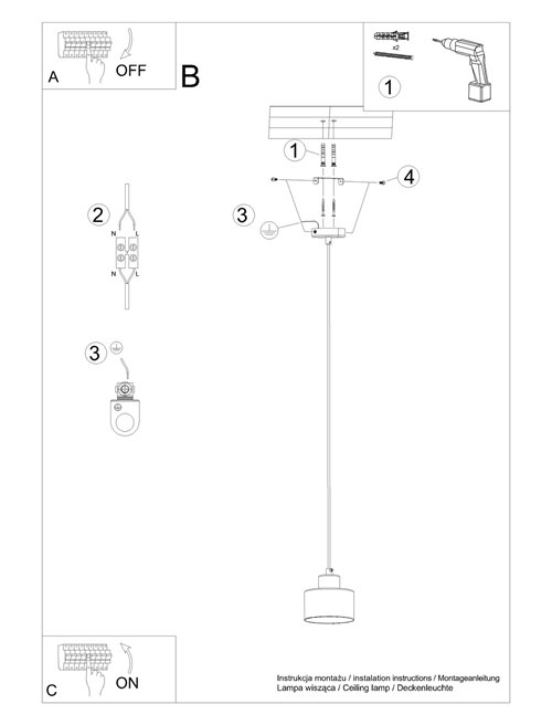 Lampa wisząca pojedyncza SAVAR 1xE27 czarna