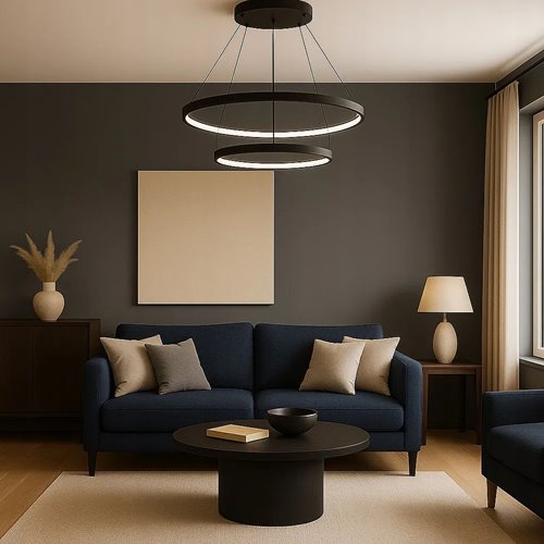 Lampa wisząca okręgi Lion 40cm 60cm 64W czarna