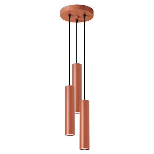 Lampa wisząca potrójna Lagos 3xGU10 okrągła ochra czerwona