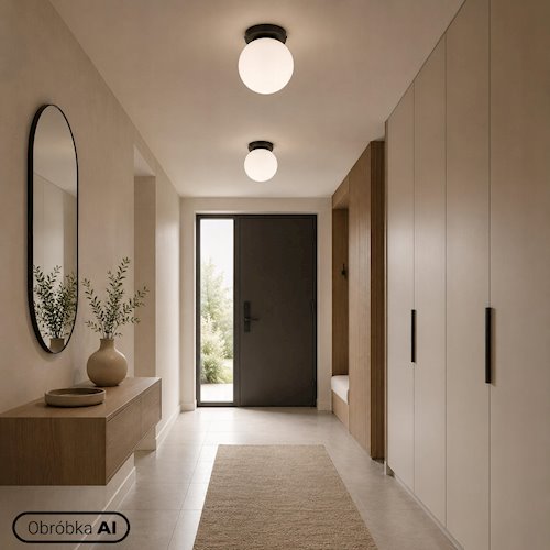Lampa sufitowa mleczna kula Bali 15cm 1xE27 czarna