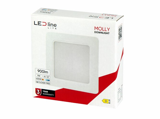 Panel LED Downlight MOLLY 9W 900lm 4000K kwadrat