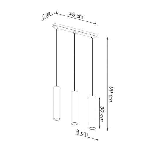 Lampa wiszące tuby LAGOS 3xGU10 złota - listwa