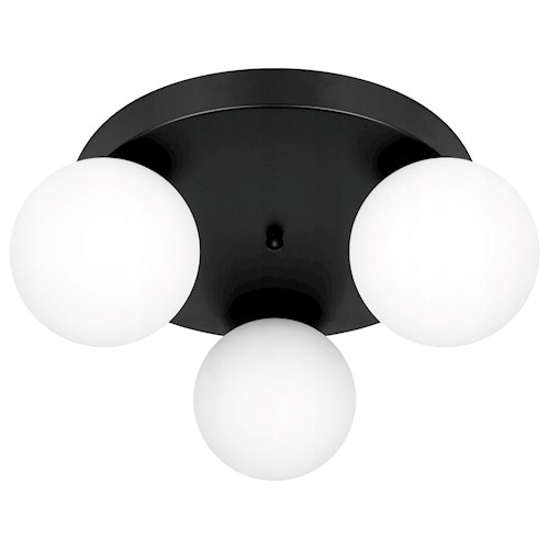 Lampa sufitowa okrągła mleczne kule Bali 3xE27 czarna