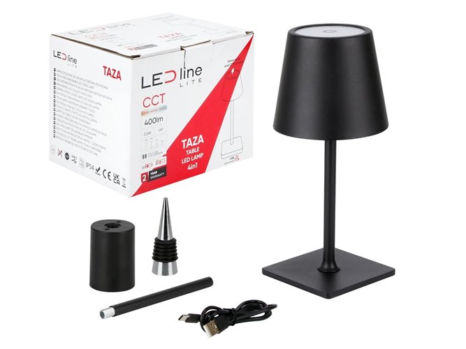 Lampa stołowa LED 4w1 3,5W 400lm CCT czarna 2x2000mAh