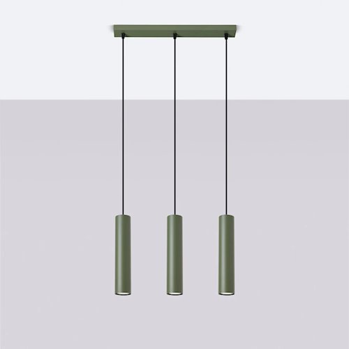 Lampa wisząca potrójna Lagos 3xGU10 listwa zielona oliwka