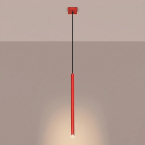 Lampa wisząca pojedyncza tuba Pastelo 1xG9 czerwona