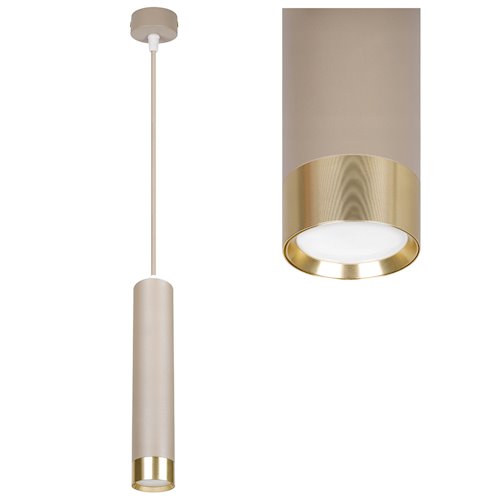 Lampa wisząca tuba 1xGU10 Naomi beż-złoty