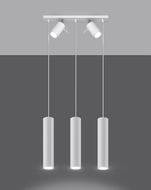 Lampa wisząca RING 3xGU10 + 2 spoty GU10 biała