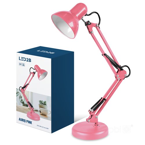 Lampka biurkowa kreślarska 1xE27 z klipsem różowa