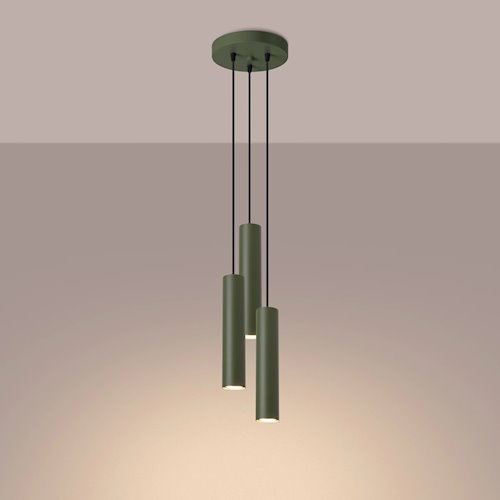 Lampa wisząca potrójna Lagos 3xGU10 okrągła zielona oliwka