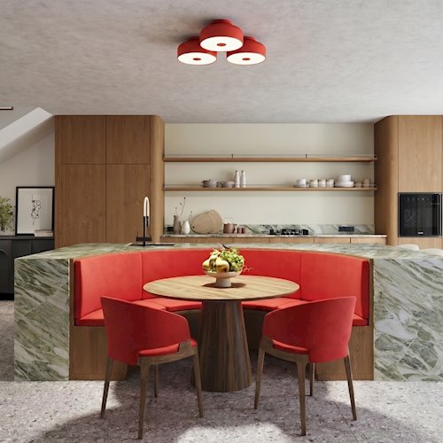 Lampa sufitowa okrągła Omiq 4xE27 czerwona