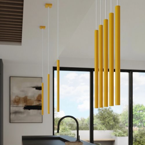 Lampa wisząca podwójna tuba Pastelo 2xG9 okrągła żółta