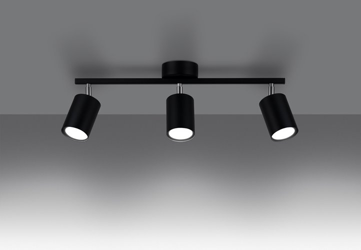 Listwa sufitowa z reflektorami LEMMI 3xGU10 czarna