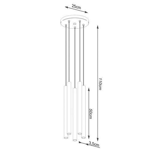 Lampa wisząca tuby PASTELO 5xG9 drewno - okrągła podsufitka