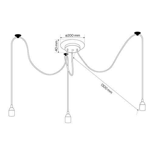 Lampa wisząca pająk ARANEA 3xE27 czarna