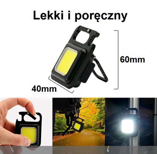 Latarka LED brelok 5W COB z akumulatorem