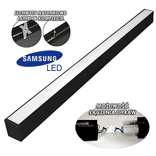 Lampa liniowa LED CABAIL 120cm 30W zwieszana czarna - łączona