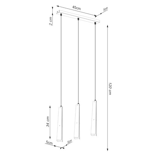 Lampa wisząca potrójna Prysm listwa 3xG9 czarna