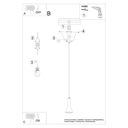 Lampa wisząca pojedyncza stożek REA 1xE14 beton