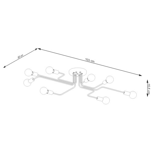 Żyrandol loftowy Vector 8xE27 czarny