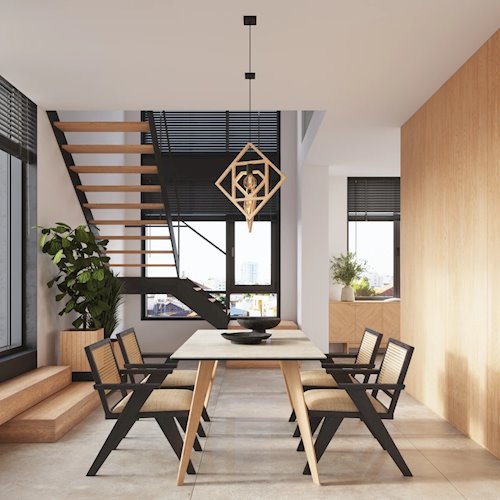 Lampa wisząca dekoracyjna Caro 1xE27 naturalne drewno/czarna